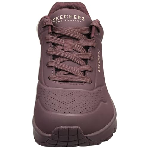 Detalle de Skechers Damen Uno Stand On Air Trainers – Burgundy Duraleather / Mesh, Größe 38 EU
