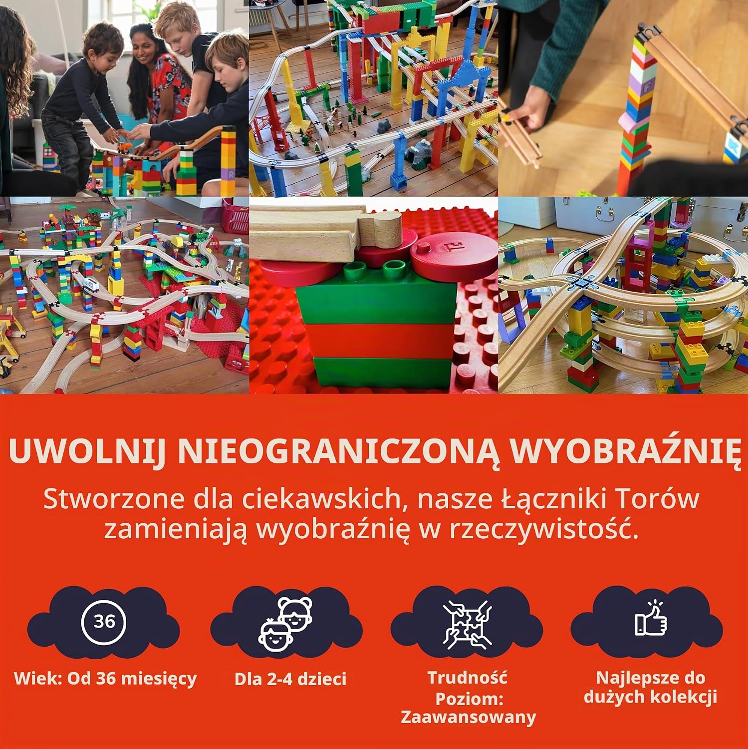 Detalle de TOY2 Allround XL – zestaw 41 plastikowych łączników do torów Brio i Duplo
