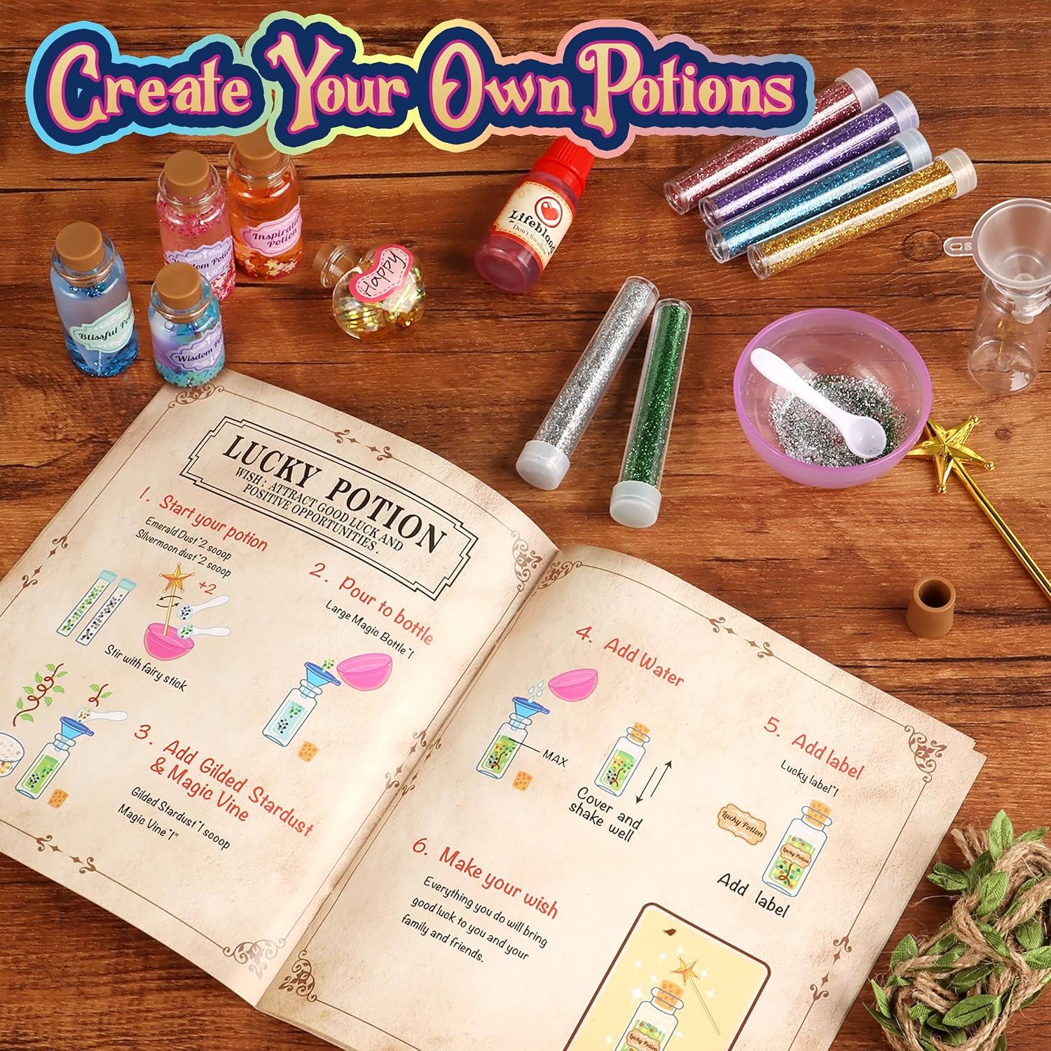 Thumbnail 6 de wookidel VI-MF002 Fairy Potion Craft Kit with 20 Bottles and Display Case