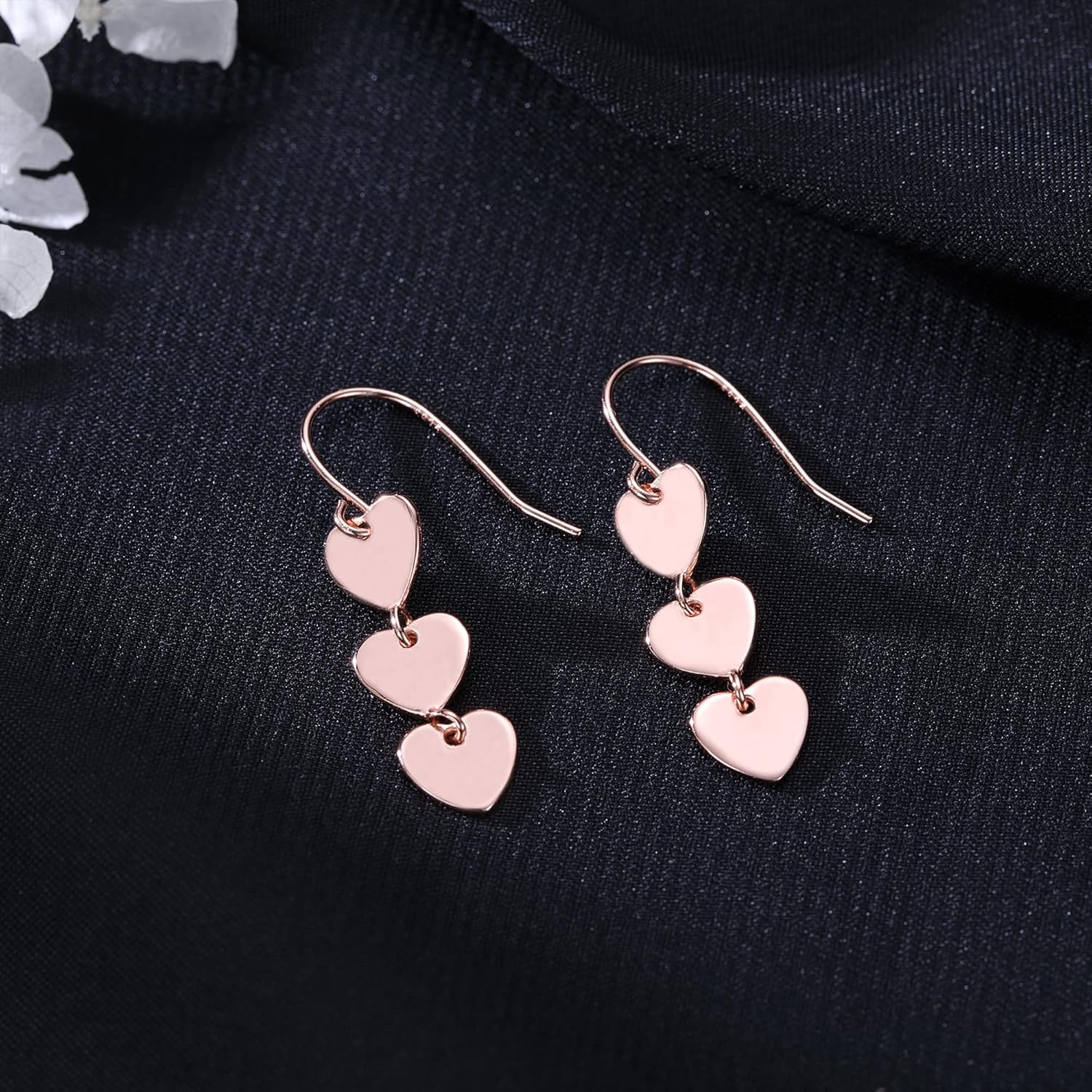 Thumbnail 3 de Reffeer Solid 925 Sterling Silver Love Heart Drop Earrings