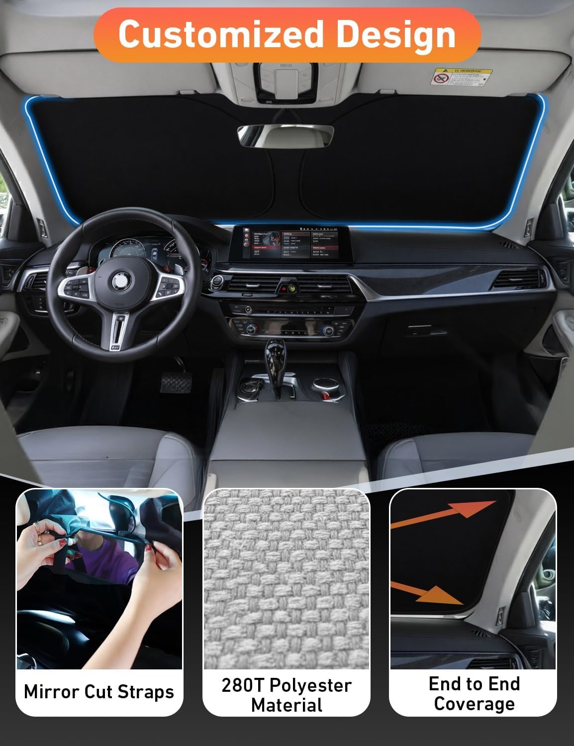 Detalle de EcoNour Windshield Sunshade for Subaru Outback (2020-2025): UV & Heat Blocking Front Window Cover
