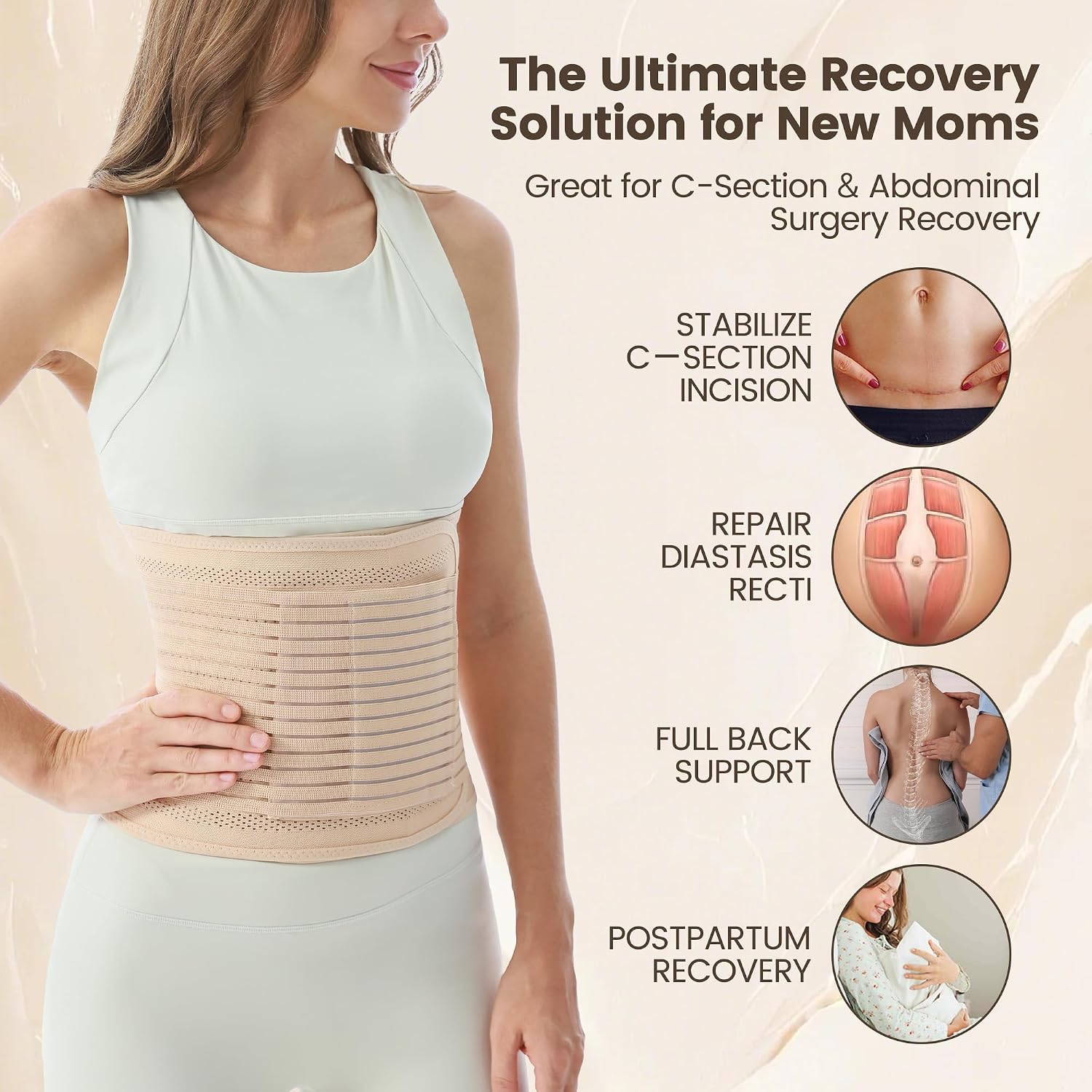 Thumbnail 2 de Trendyline Postpartum Belly Wrap for Women – C-section recovery compression belt & abdominal binder