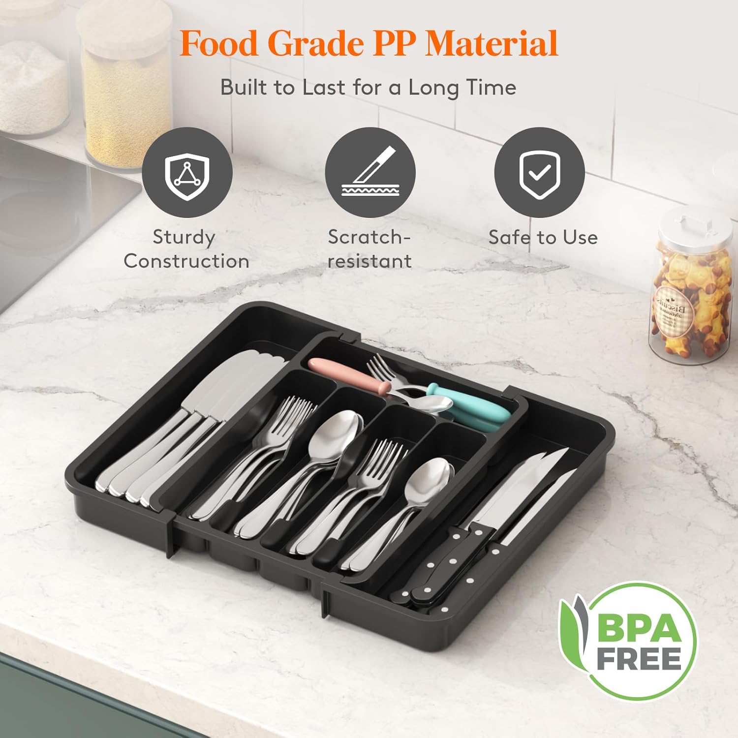 Detalle 2 de Lifewit Silverware Drawer Organizer expandable tray 🍽