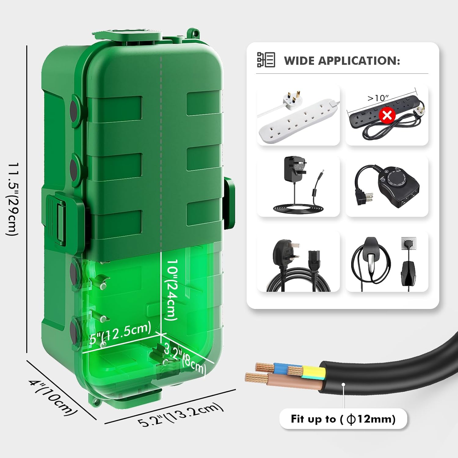 Detalle 2 de Restmo 2-Piece Outdoor Waterproof Electrical Box Set (IP54) with Medium Inner for Outlet, Plug & Power Strip