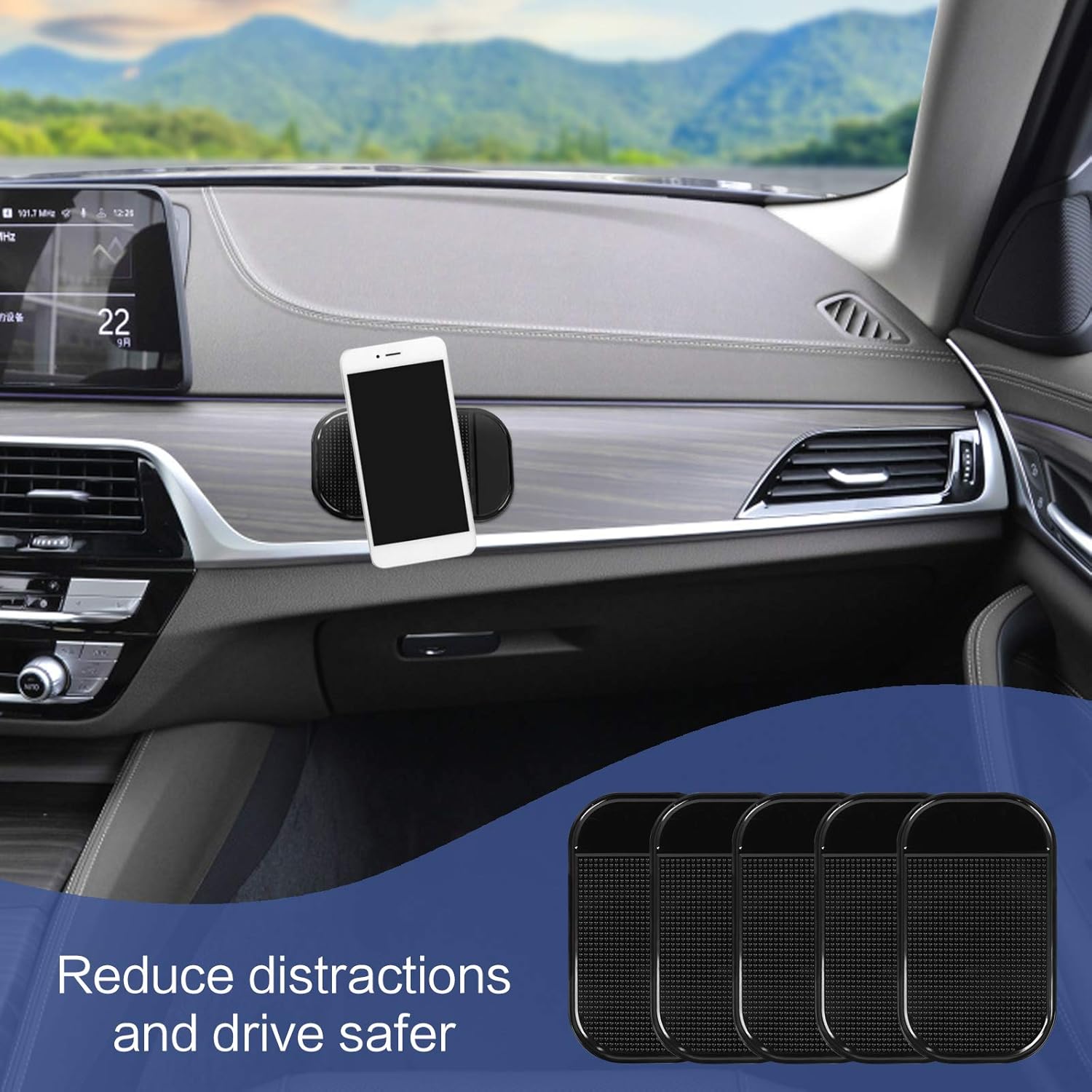 Detalle de Yangfei 5 x Non-Slip Car Dashboard Mats (Black) for Secure Everyday Use