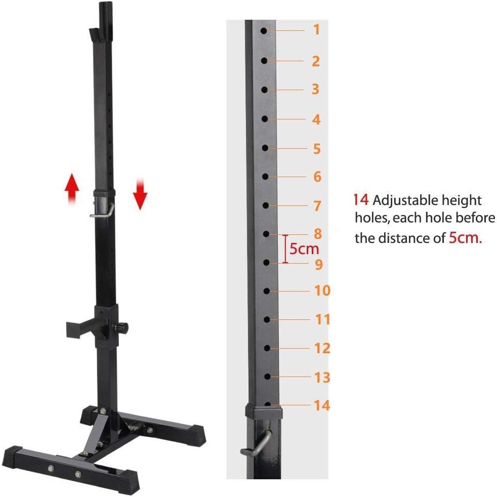 Detalle de Yaheetech coppia rastrelliere porta bilanciere max 250 kg, altezza regolabile (2 pezzi)