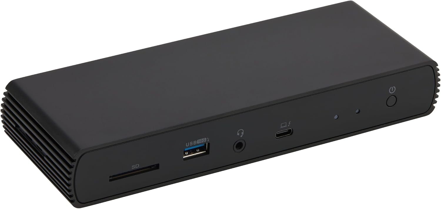 Detalle de Amazon Basics Thunderbolt 4/USB4 Pro-Dockingstation mit Dual-Display, HDMI 2.1, RJ45 und 96 W PD