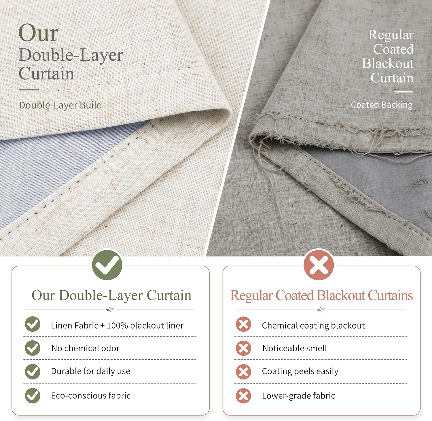 Thumbnail 5 de Jowels Pinch Pleated Blackout Linen Curtains, 102-Inch, Natural, 2 Panels