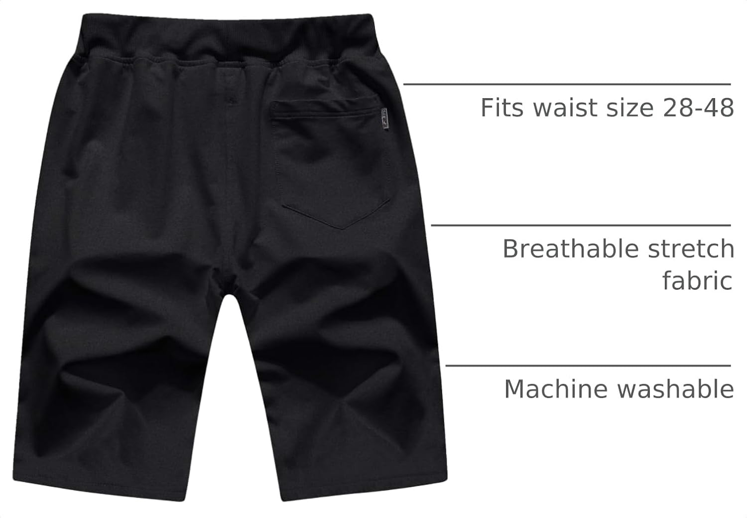 Detalle 2 de QPNGRP Men’s Casual Shorts with Drawstring, Elastic Waist & Zipper Pockets