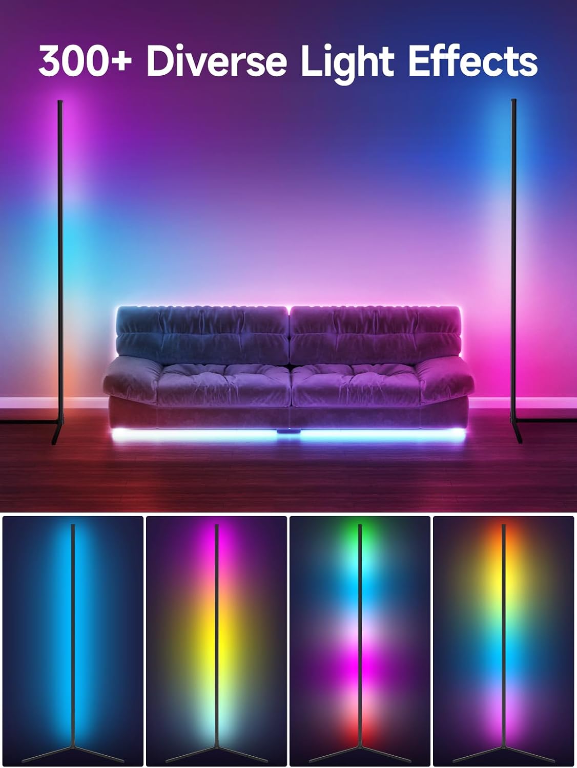 Detalle 2 de GIPOYENT Corner Floor Lamp 16 million colours