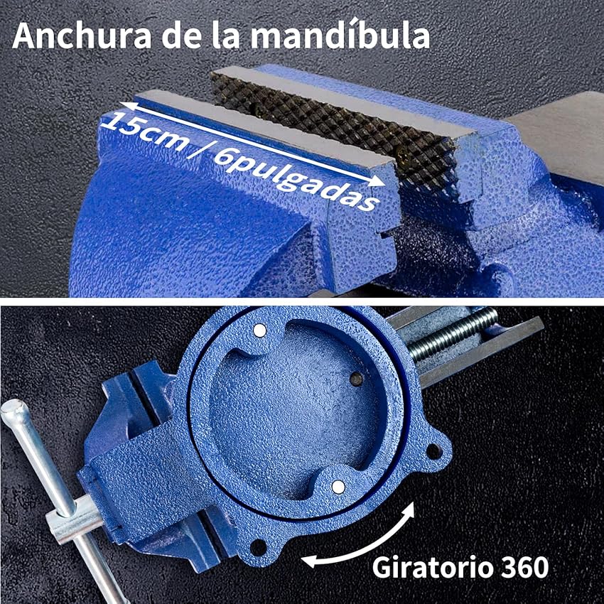 Detalle 2 de HYCHIKA Tornillo de banco 152 mm, hierro fundido 🛠