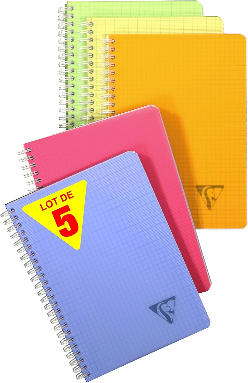 Detalle de Clairefontaine Collection Linicolor Fresh – Lot de 5 carnets à spirale A5 (180 pages, 90 g, pétits carreaux)