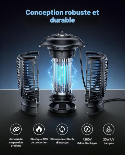 Detalle de Lampe Anti Moustique AeroCool 20W – sécurité et efficacité pour l’intérieur et l’extérieur