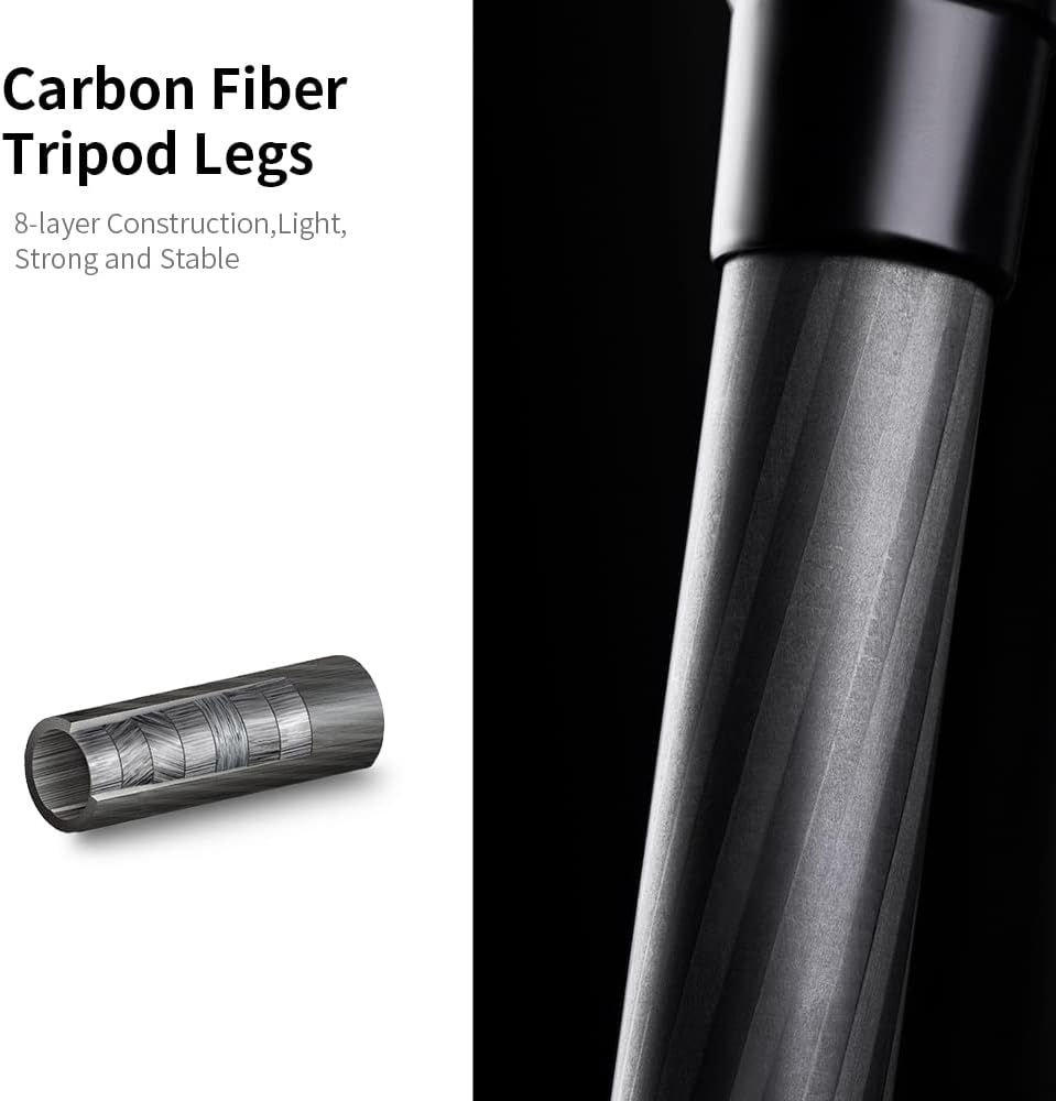 Detalle de K&F Concept 63" Carbon Fiber Tripod with Detachable Monopod and BH-28L Ball Head
