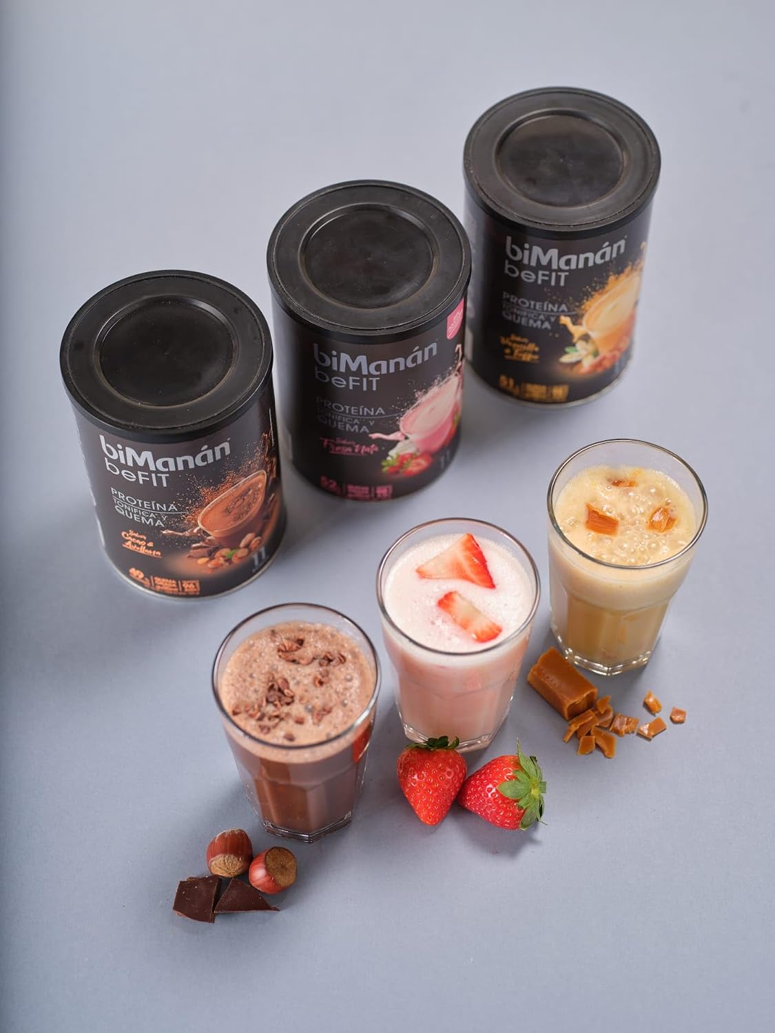 Detalle de biManán Batido de Proteína Fresa y Nata 🍓💪 14 sobres
