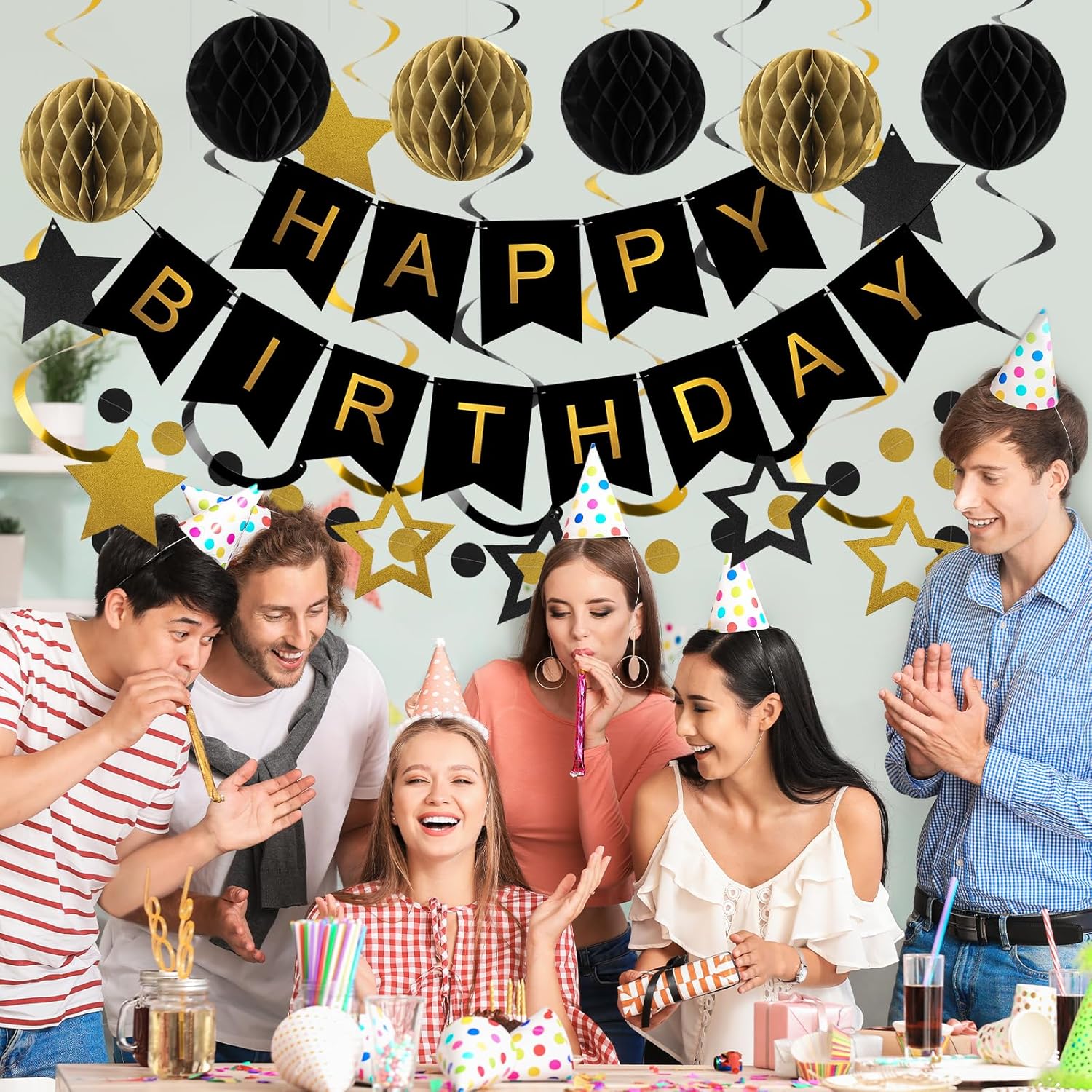 Thumbnail 2 de Meowtastic Birthday Decorations Banner with Stars ๐