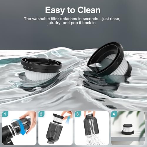 Detalle 2 de Piarhlie Aspirador de Mano 30kPa – Mini, sin cable y portátil para coche, hogar y oficina