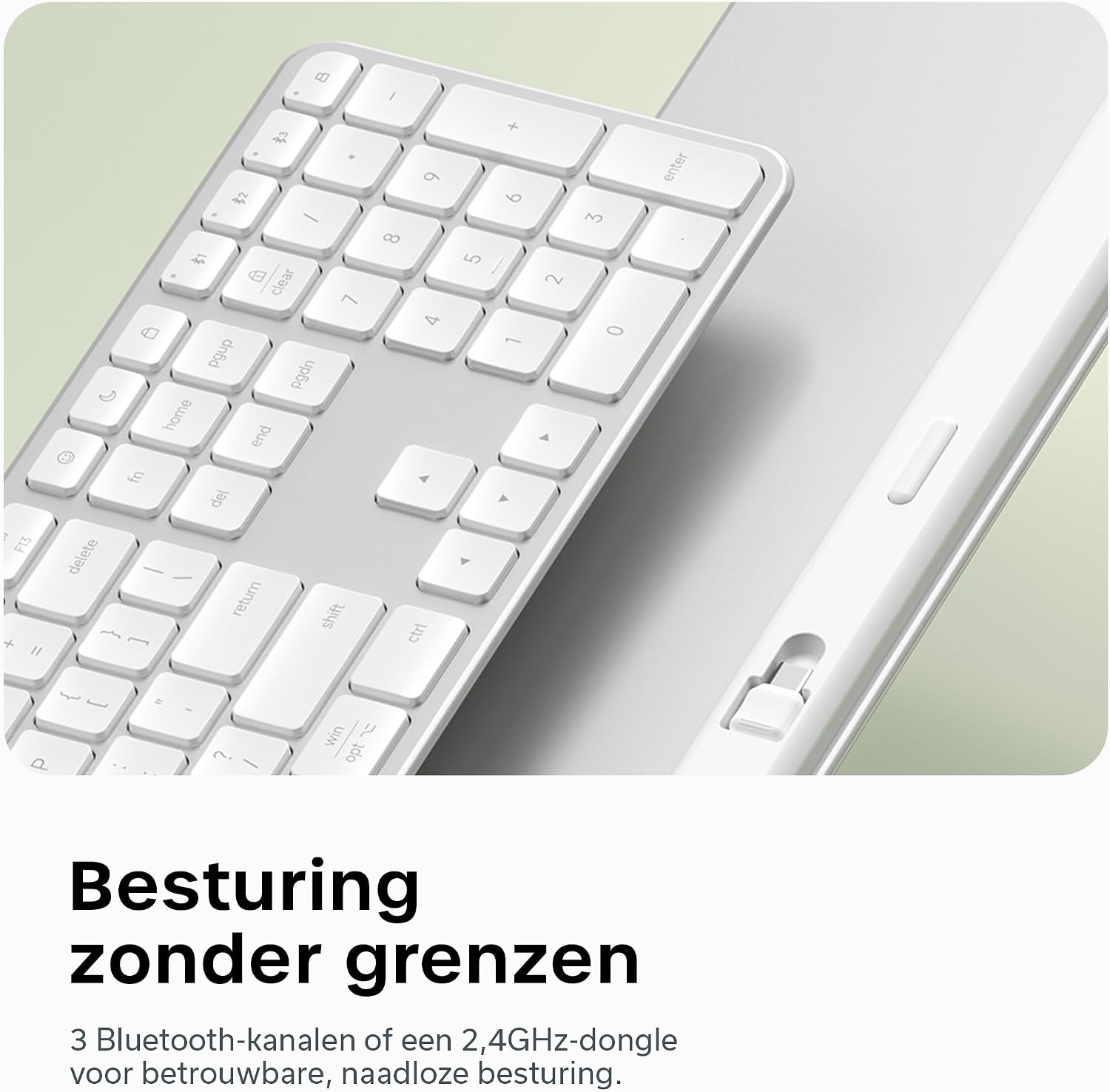 Thumbnail 3 de SATECHI Slim EX3 draadloos toetsenbord met numeriek blok, US QWERTY en USB-C