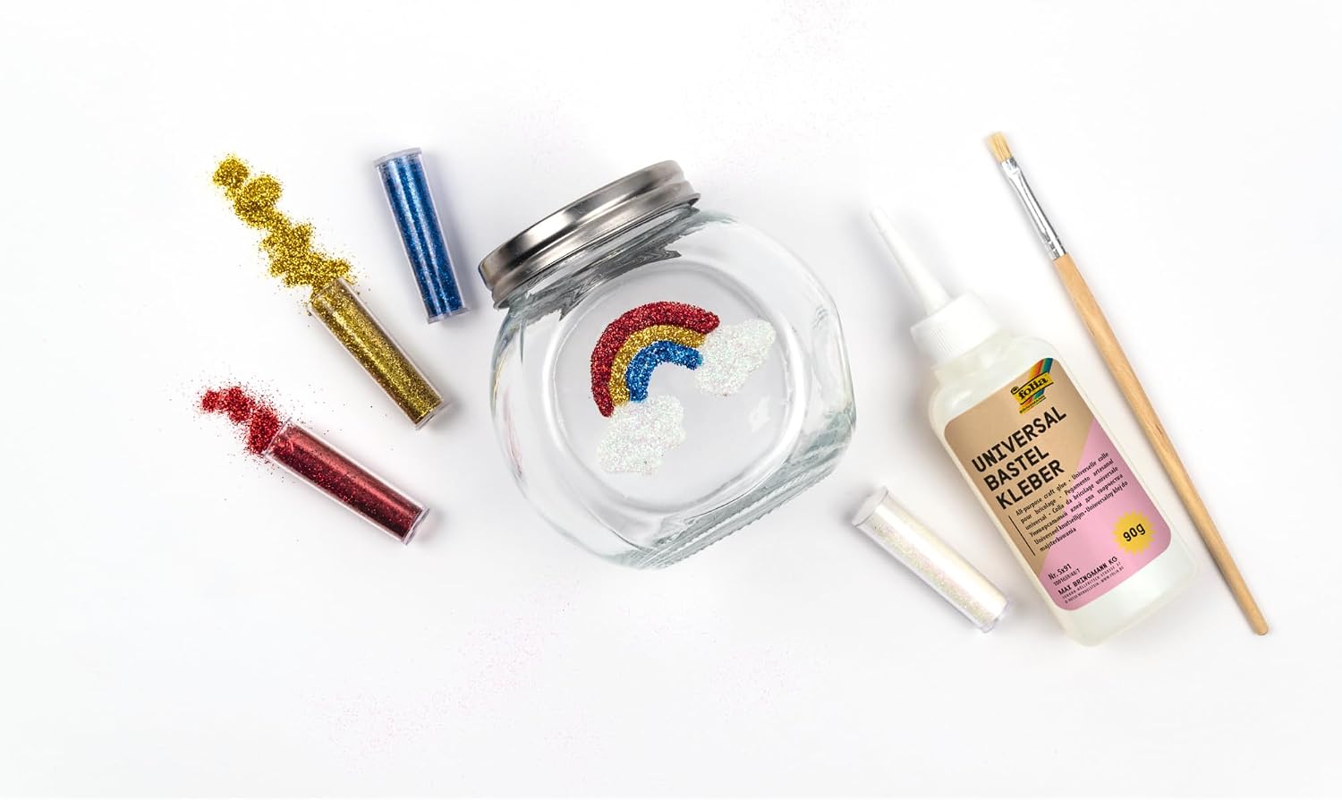 Detalle de Folia 5791 glitterset met 10 tubes, 6 bio-glitters en 90 g decoratieve lijm