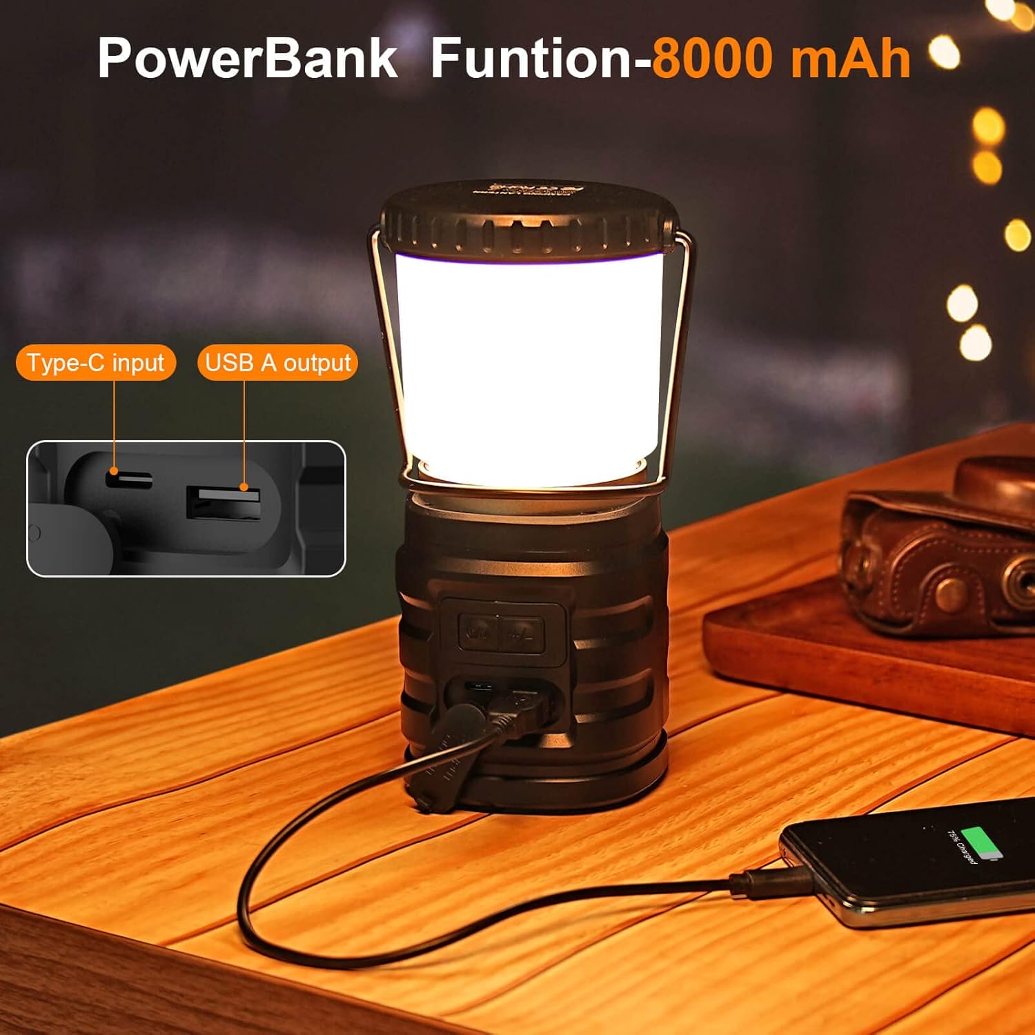 Detalle 1 de Tavaler Campinglampe 8000 mAh mit USB-C