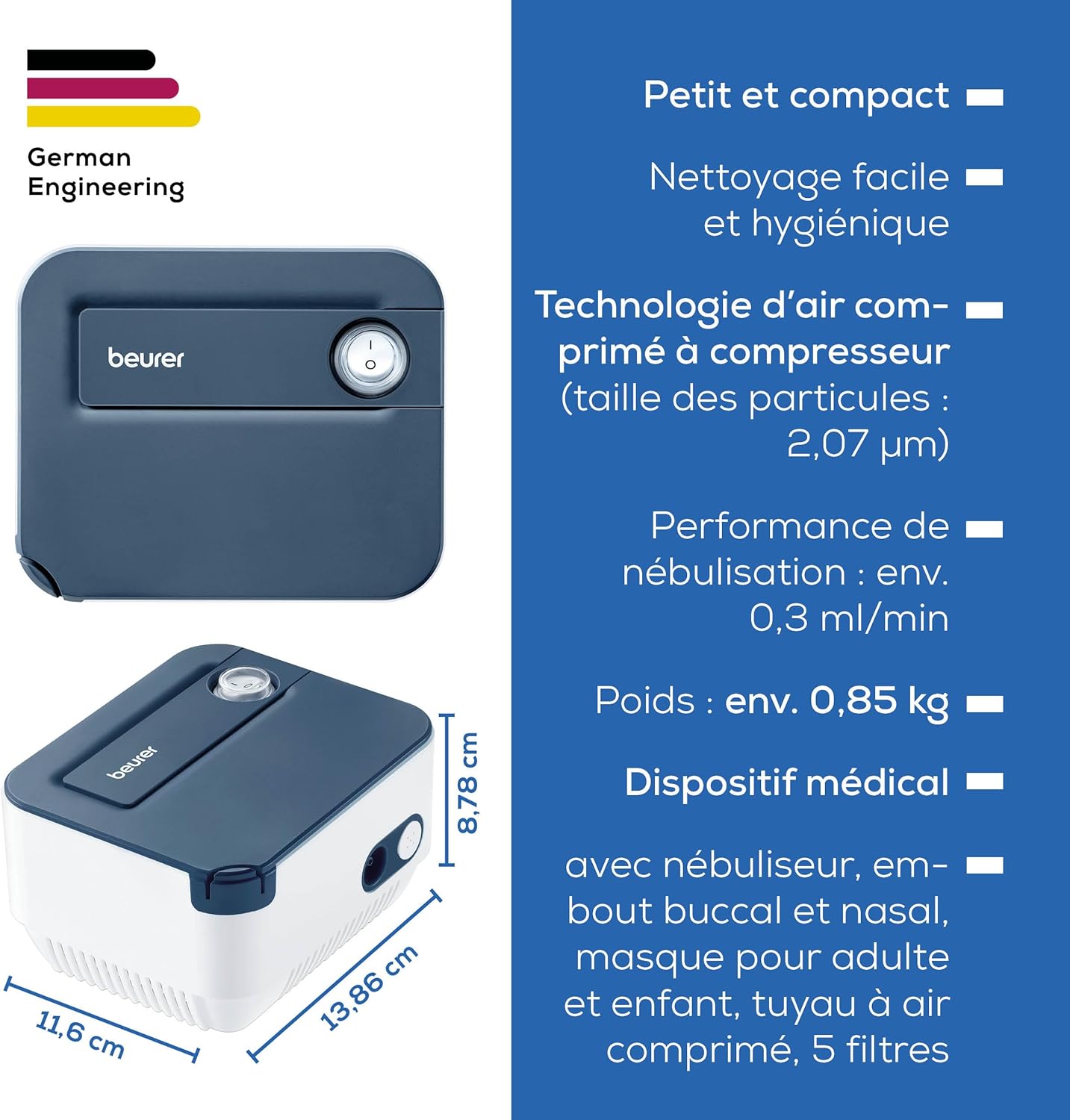 Thumbnail 5 de Beurer IH 16 inhalateur nébuliseur compact pour adultes et enfants 🩺