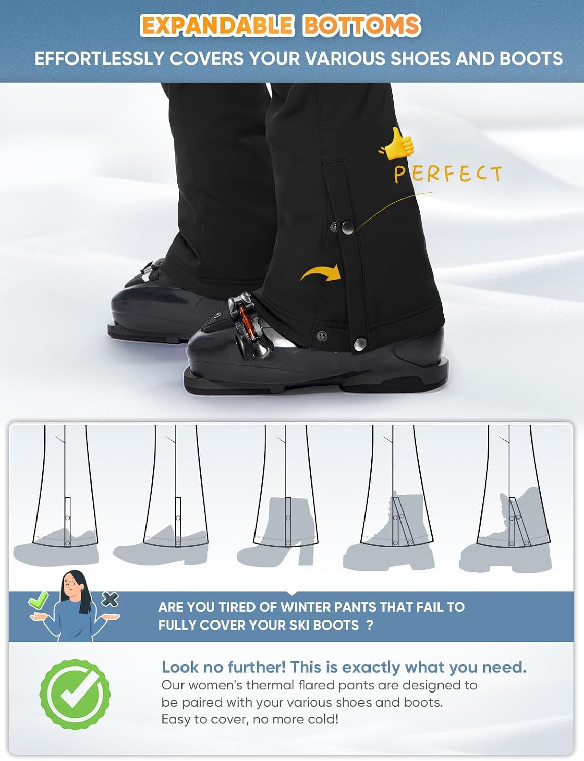 Thumbnail 4 de Cycorld Women's Snow Ski Pants Fleece Lined Waterproof Flare