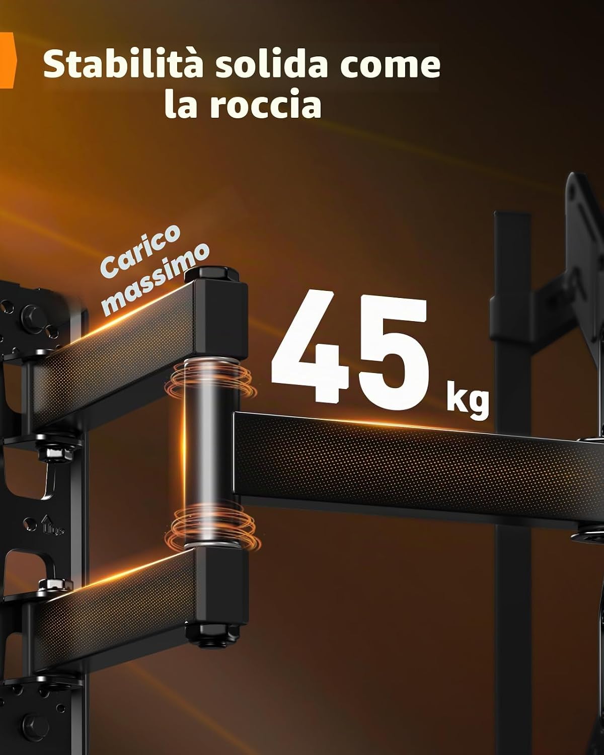 Detalle de Perlegear PGTVM79B: Supporto TV a parete con barra LED 25–60'' e illuminazione sincronizzata