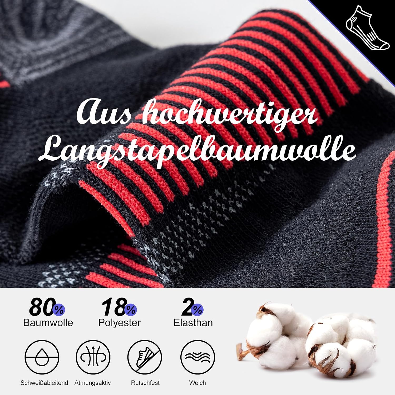 Detalle 2 de Niorasen Sneaker Socken Herren 6 Paar