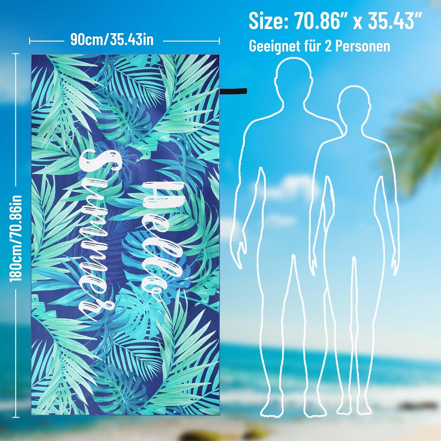 Thumbnail 3 de Pameil Telo Mare Grande Microfibradi 90x180 cm: asciugamano leggero, rapido e anti-sabbia per spiaggia e palestra