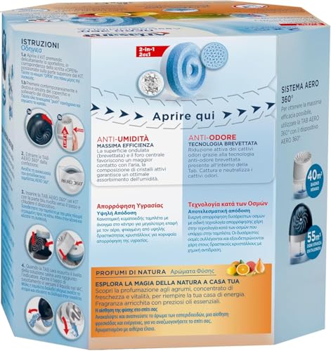 Detalle de Ariasana Aero 360 - Tab Agrumi Bipack (2x450g) e ricarica antiumidità: aria fresca e controllo muffe