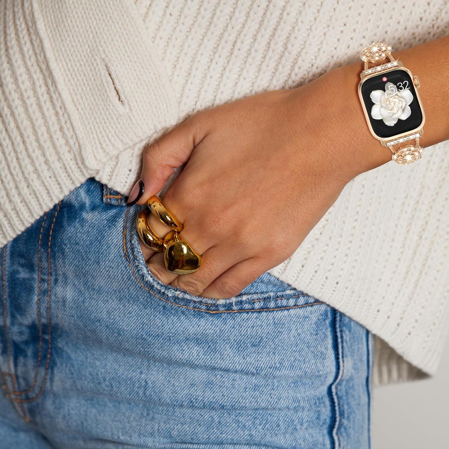 Thumbnail 6 de Fullife camellia bling metal strap for Apple Watch (38mm–46mm)