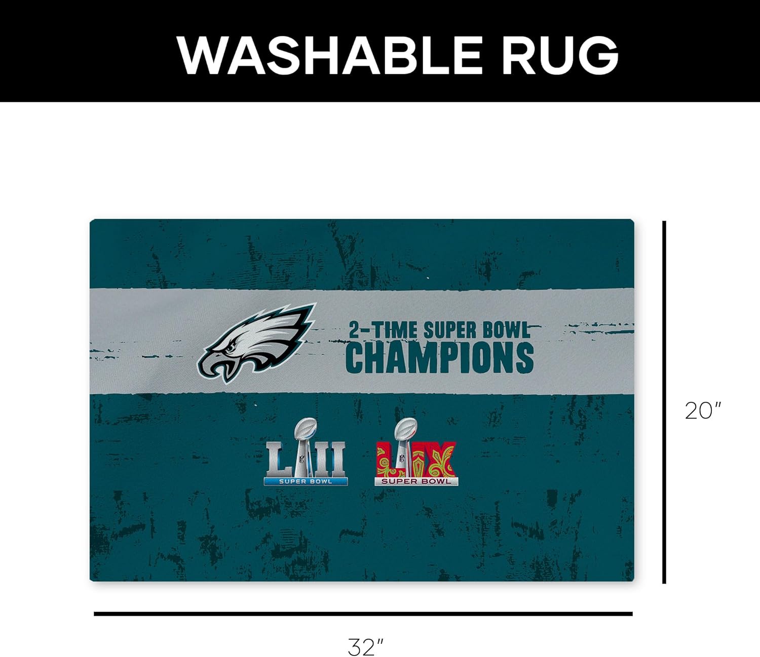 Thumbnail 2 de Northwest NFL Philadelphia Eagles 2025 Super Bowl LIX Multi Champ Washable Rug (20x32 in)