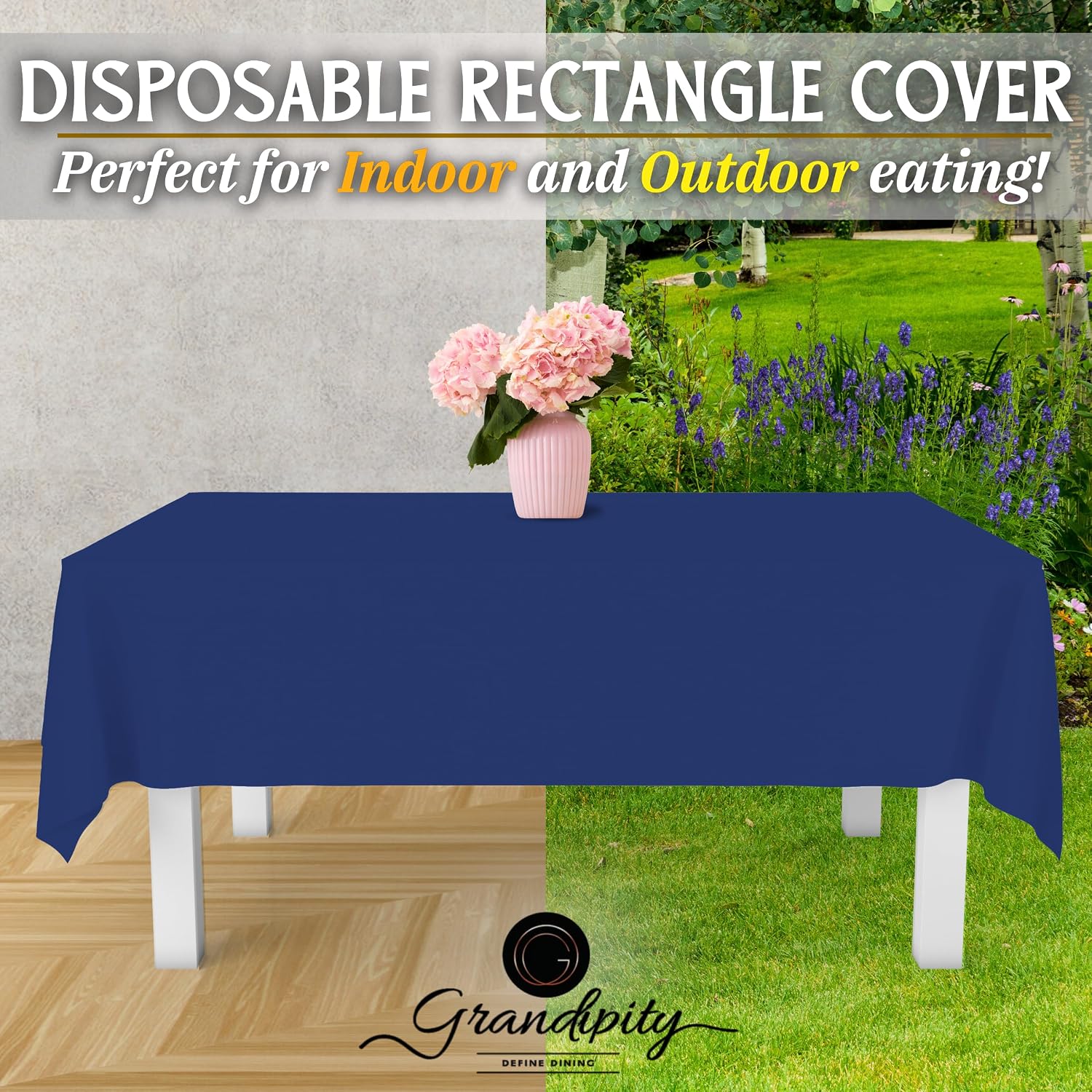 Thumbnail 4 de Grandipity Navy Blue Plastic Table Cloths (6 Pack) — 54 x 108 inches for Rectangle Tables