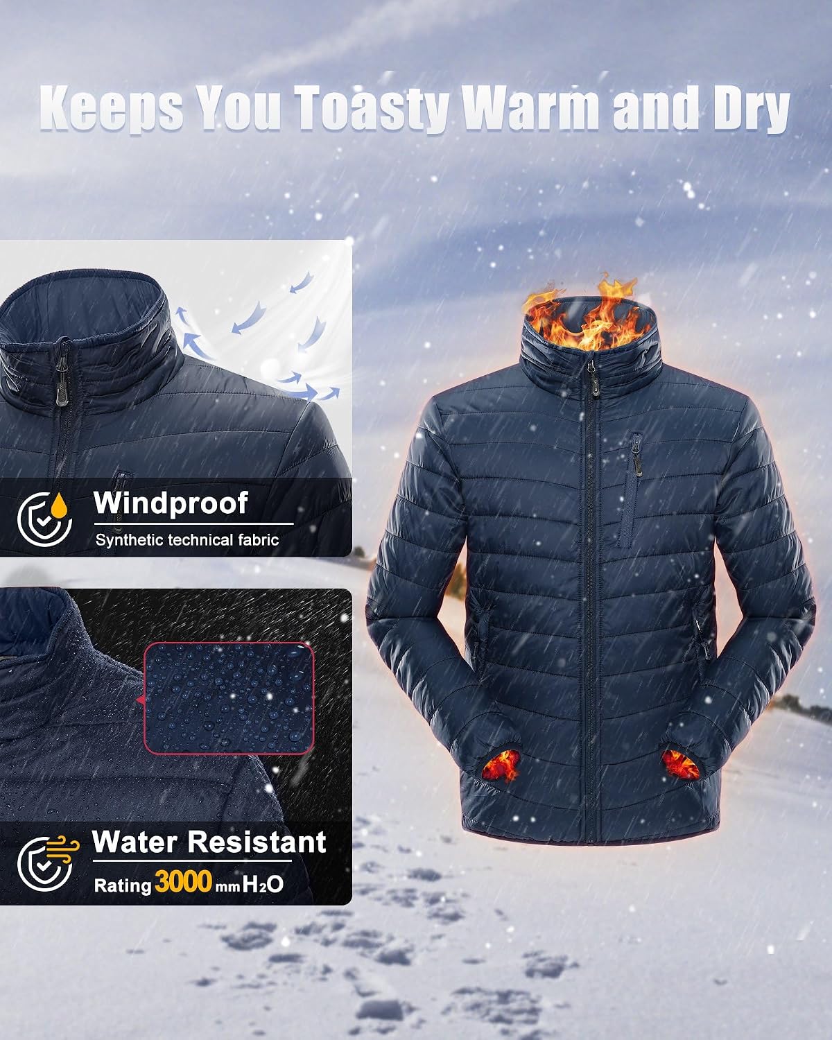 Thumbnail 2 de 33,000ft Herren Steppjacke Leichte Übergangsjacke