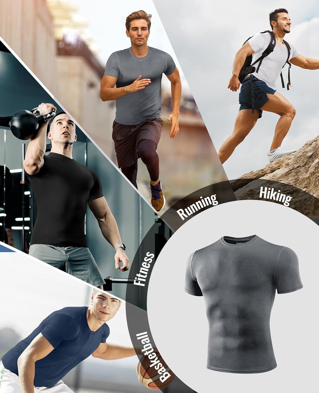 Thumbnail 5 de Niksa Compression Shirt Men – 3 Pack Short Sleeve Muscle Fit, Breathable Quick-Dry Base Layer Tops
