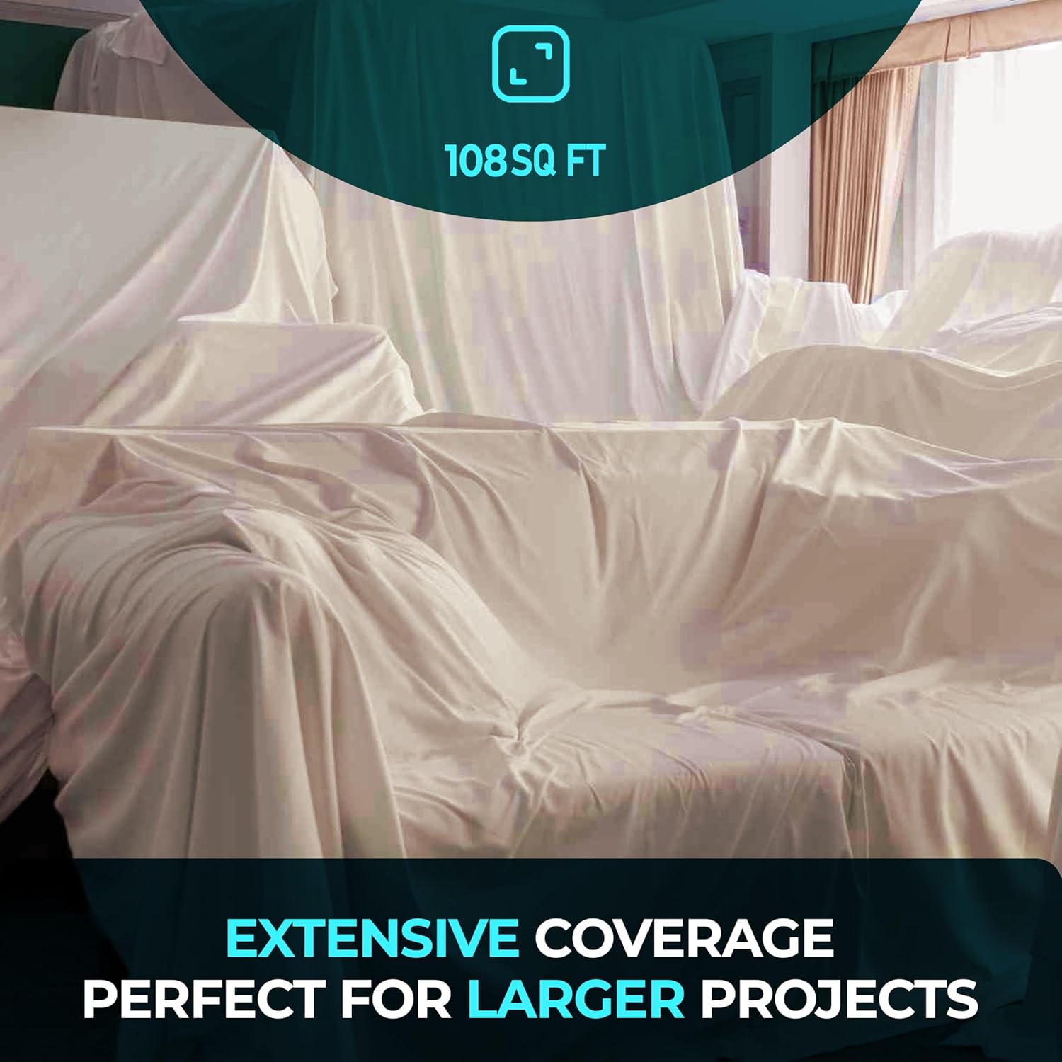 Thumbnail 4 de CS Extra Large Cotton Dust Sheets for Decorating (3.6x2.7m / 12x9ft)