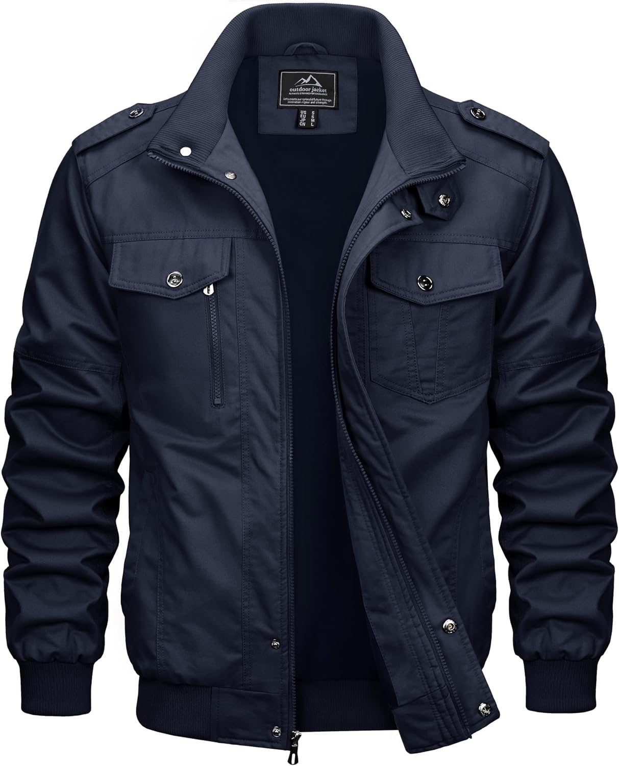 Detalle de MAGCOMSEN Herren-Übergangsjacke Winddicht „Cargo Outdoor“ mit Stehkragen und Multifächertaschen