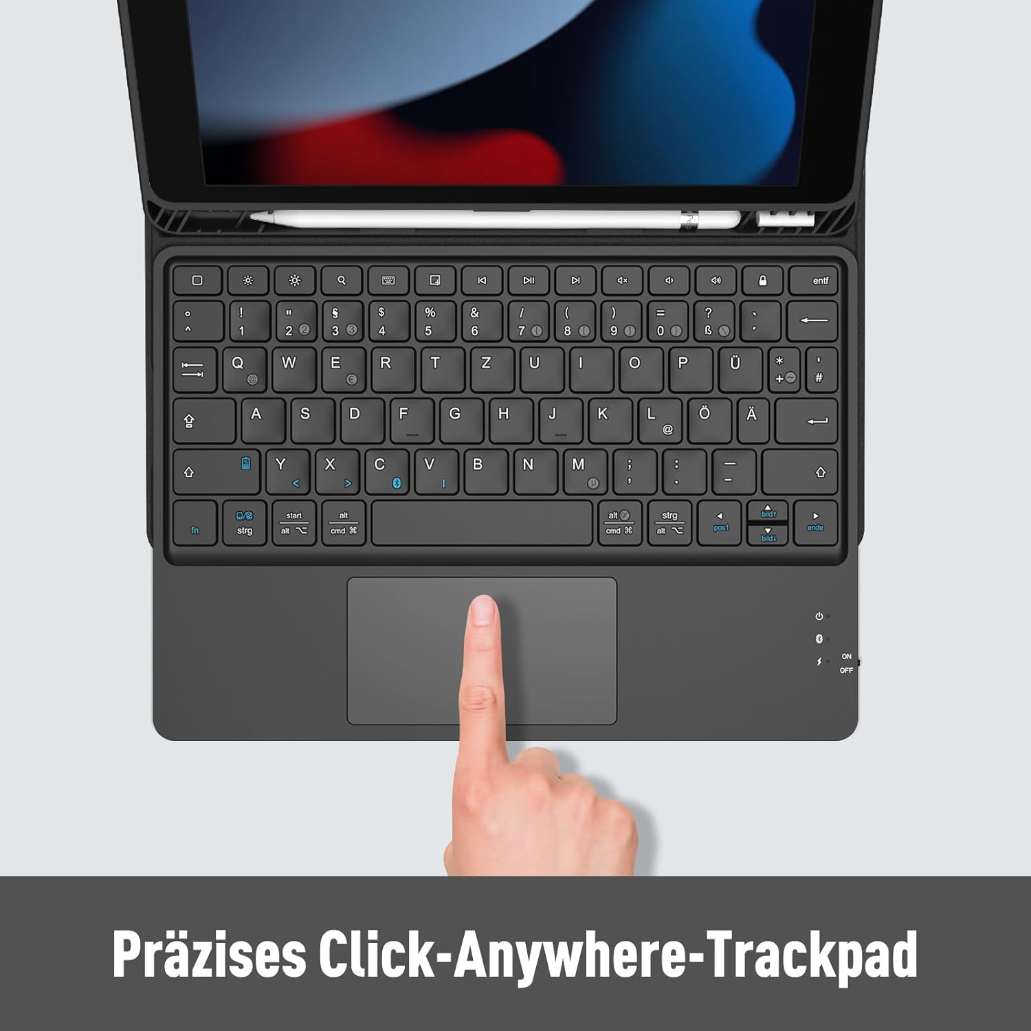 Thumbnail 3 de FINTIE Kabellose Bluetooth-Tastatur mit Touchpad (DE-Layout) für iPad, Samsung-Tablets & Smartphones – schwarz