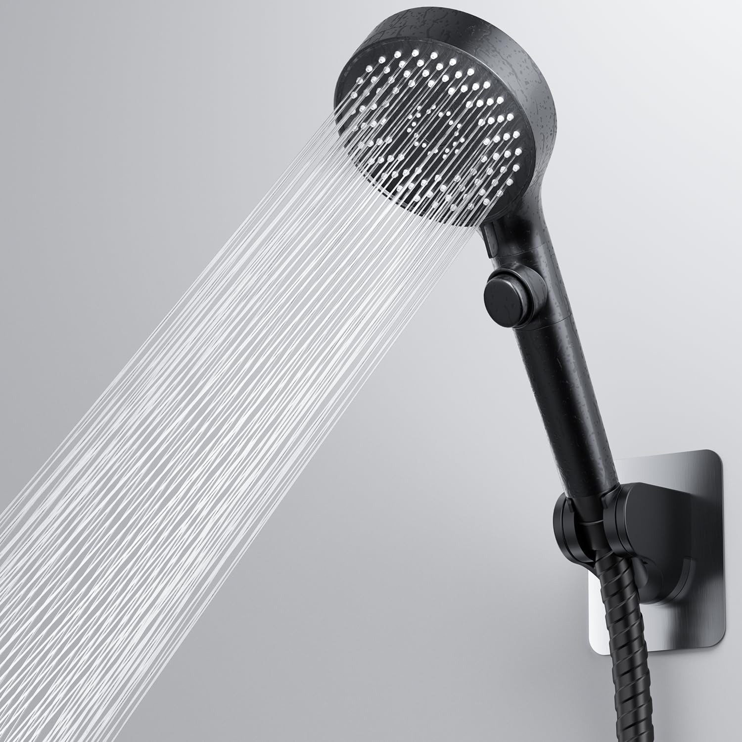 Detalle 1 de FOCSPROD HS004-Black-P RV Shower Head, 5 Modes, 60-Inch Stainless Steel Hose