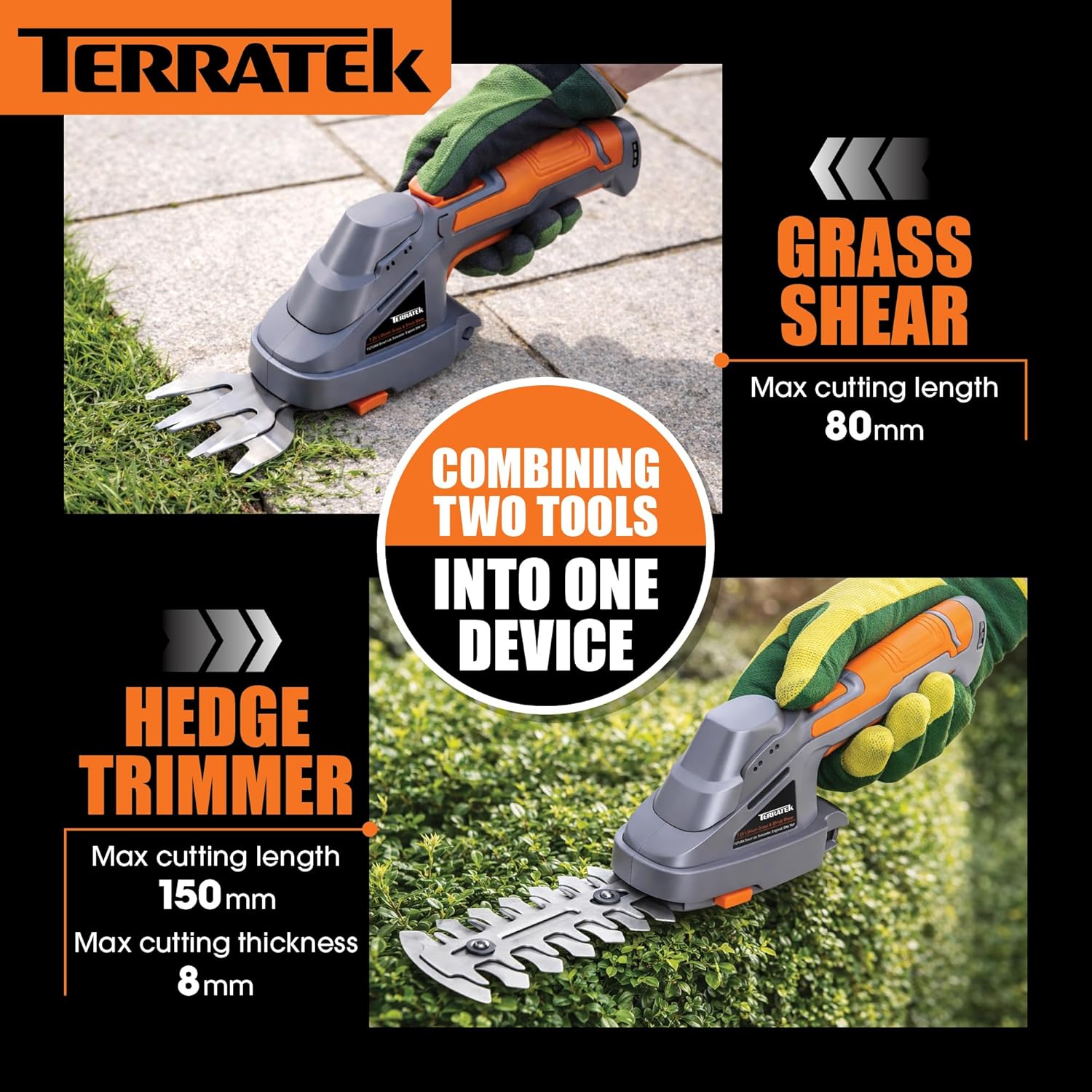 Detalle 2 de Terratek 2 IN 1 7.2V Cordless Hedge Trimmer