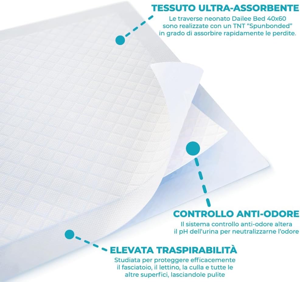 Thumbnail 2 de Dailee Bed 40x60: Traversine neonato 150x, fasciatoio e cambio pannolino – 6 confezioni da 25 pezzi (scorta)