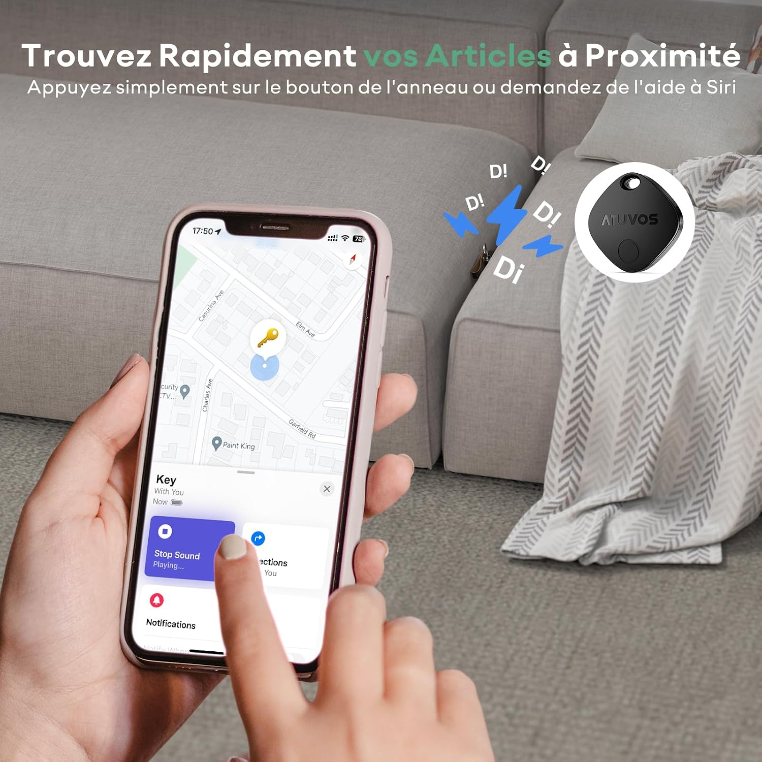 Detalle de ATUVOS Air Tag Traceur Lot de 4 Noir
