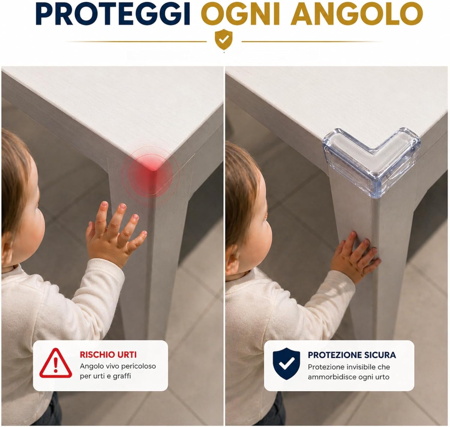 Detalle de Paraspigoli Bambini 12 pezzi in PVC trasparente per mobili con adesivo