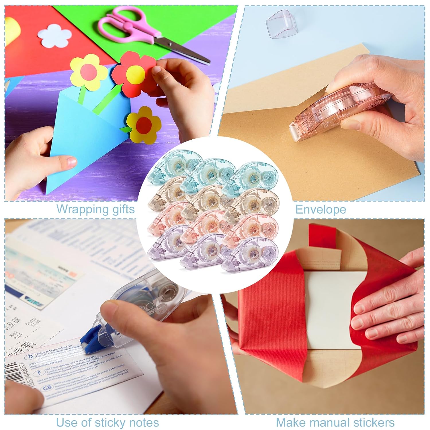 Thumbnail 6 de HUIRUSO 12-Pack Double-Sided Tape Roller for Crafts, 4 Colors