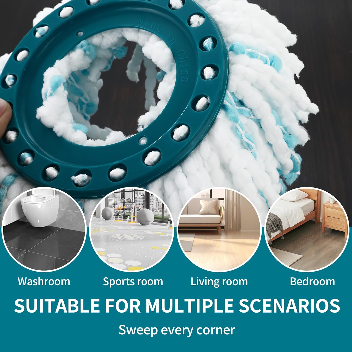 Detalle 2 de Set 6 testine ricambio Leifheit CLEAN Twist Disc Mop Ergo in microfibra
