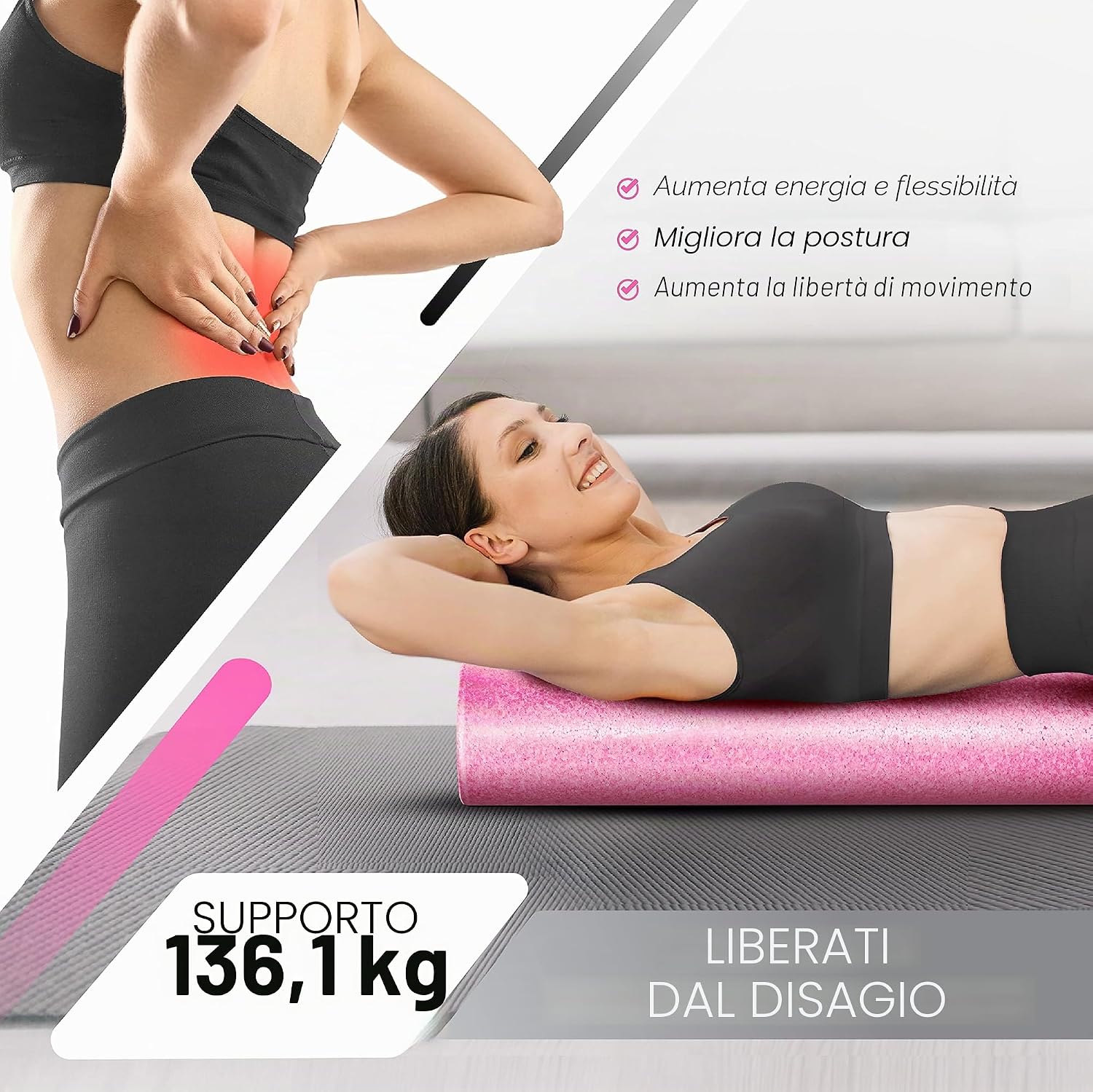 Detalle de Yes4All Rullo Schiuma Tondo in EPP ad Alta Densità – 30, 45, 60 e 90 cm