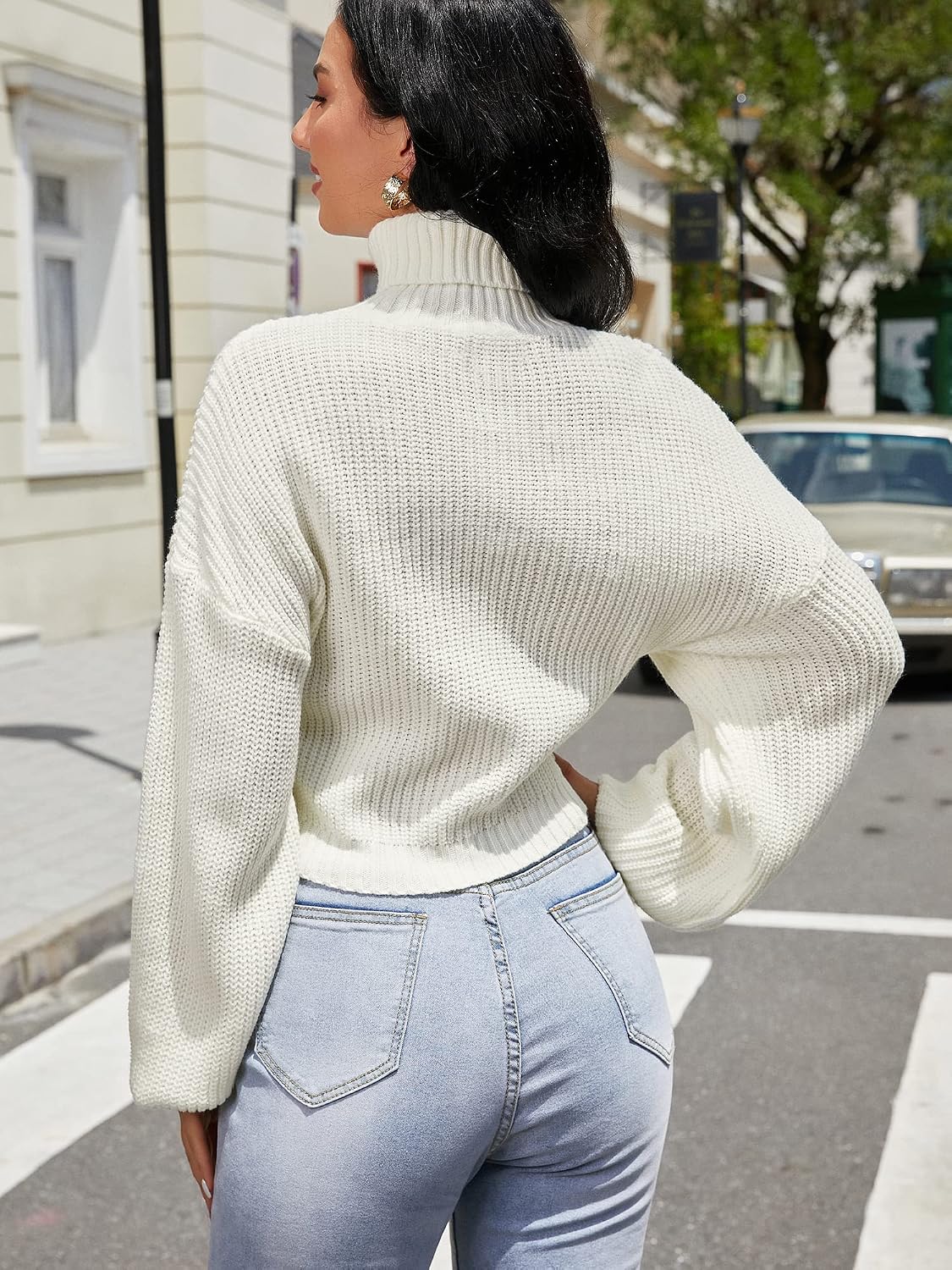 Detalle 2 de ZAFUL Cropped Turtleneck Sweater, Ribbed Knit