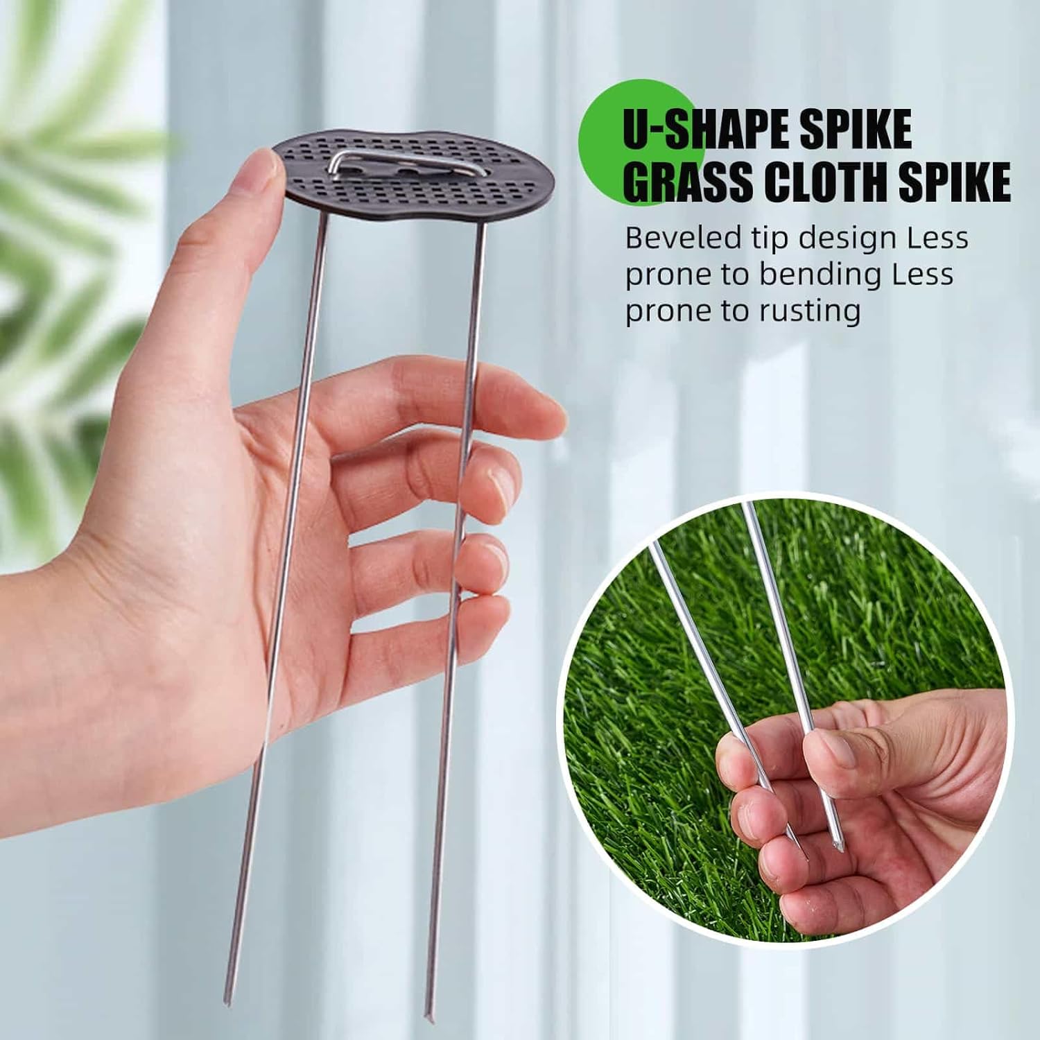 Thumbnail 6 de Eidoct 60Pcs Weed Control Membrane Pegs + 60Pcs Buffer Washer (6"/150mm) with Gasket – Galvanised Garden Stakes for Weed Barrier and Landscape Projects