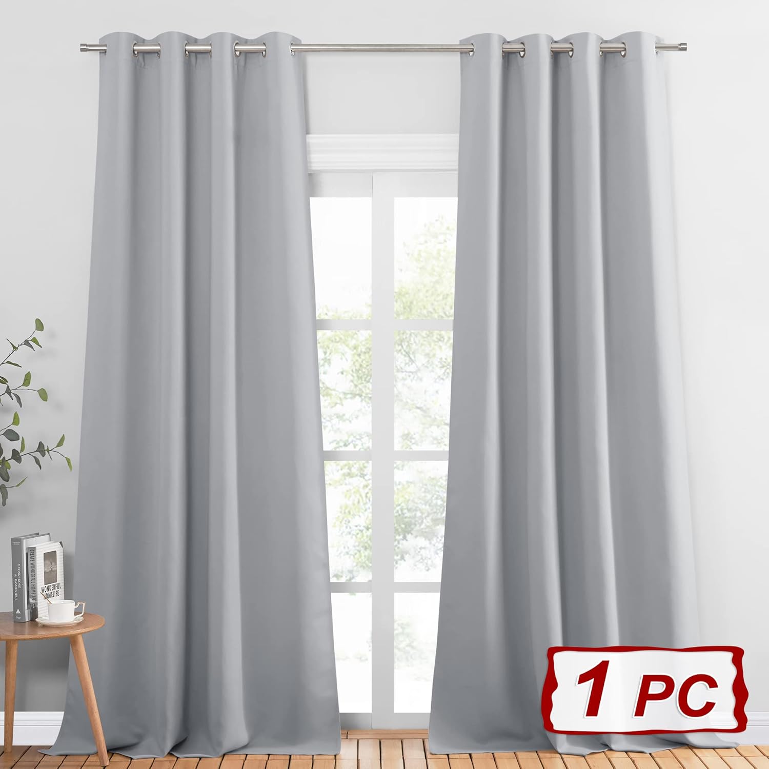 Thumbnail 1 de PONY DANCE Large Thermal Blackout Curtain (Silver Grey) with Eyelets