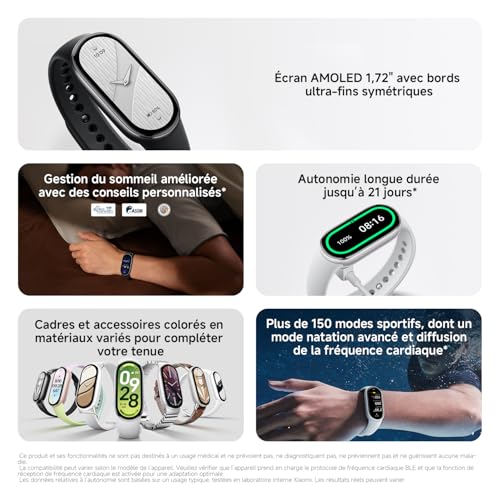 Detalle de XIAOMI Smart Band 10 - Bracelet Connecté, autonomie 21 jours, écran AMOLED 1,72" et suivi santé